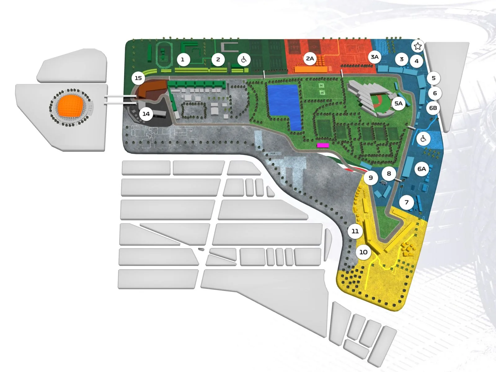 Grandstand map of the Autódromo Hermanos Rodríguez