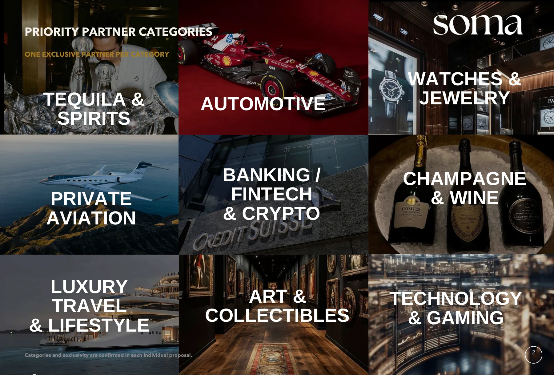 Priority partner categories — one exclusive partner per category
